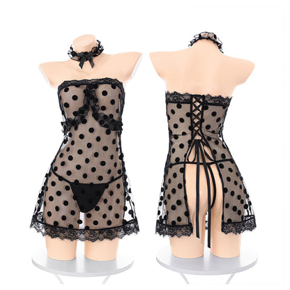 Fee Et Moi - Polka Dot Tube Dress Black One Size