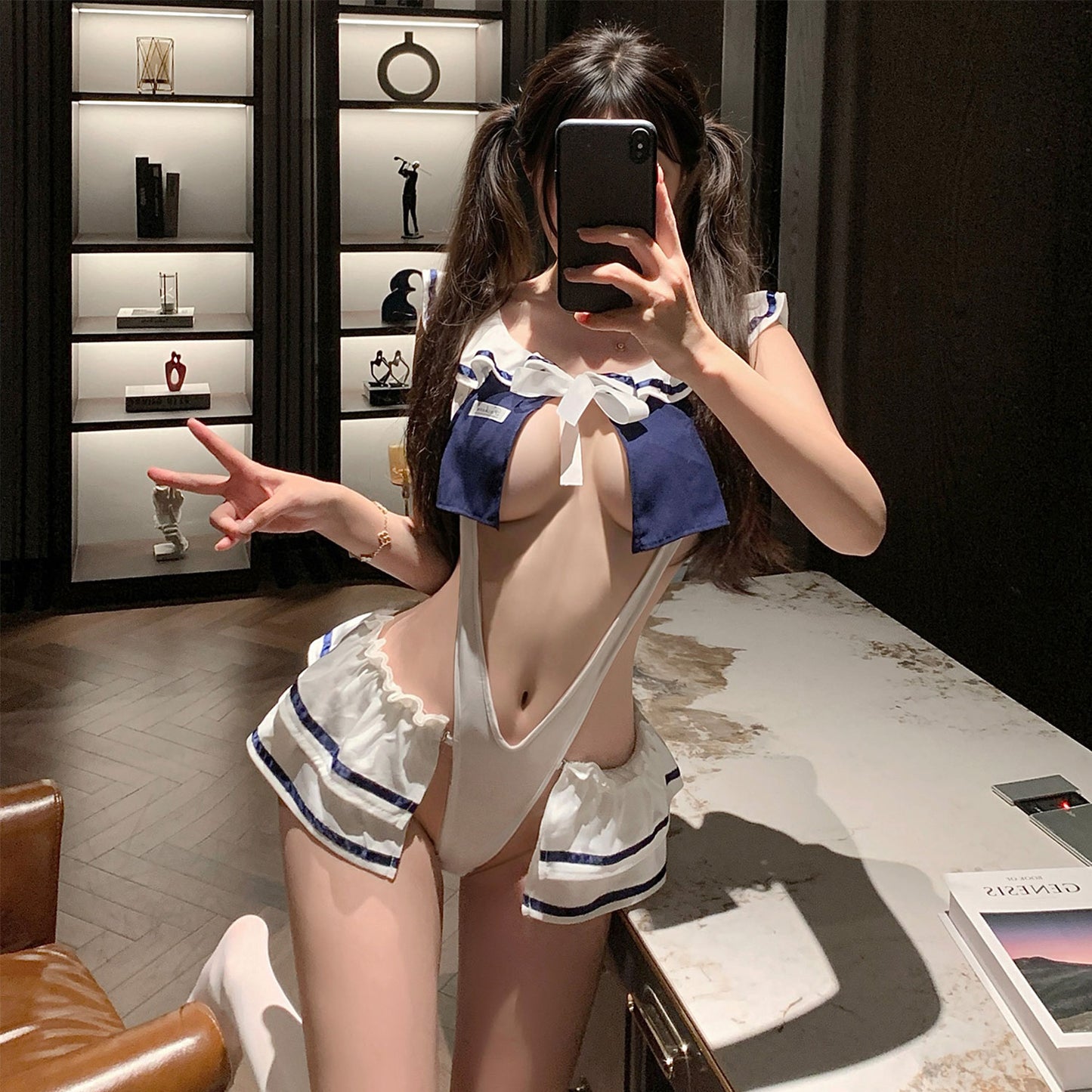 Fee Et Moi - Set Bodysuit Fantasi Uniform Sekolah Satu Saiz