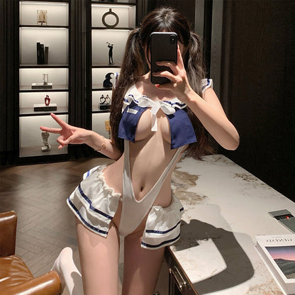 Fee Et Moi - Set Bodysuit Fantasi Uniform Sekolah Satu Saiz