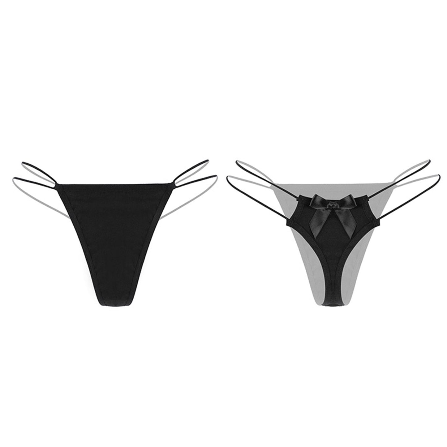 Fee Et Moi - Double Strap Bow Back String Panty Black