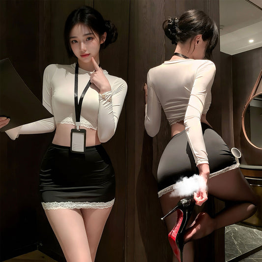 Fee Et Moi - Office Temptation Secretary Outfit Set White Black