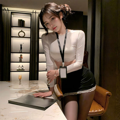 Fee Et Moi - Office Temptation Secretary Outfit Set White Black