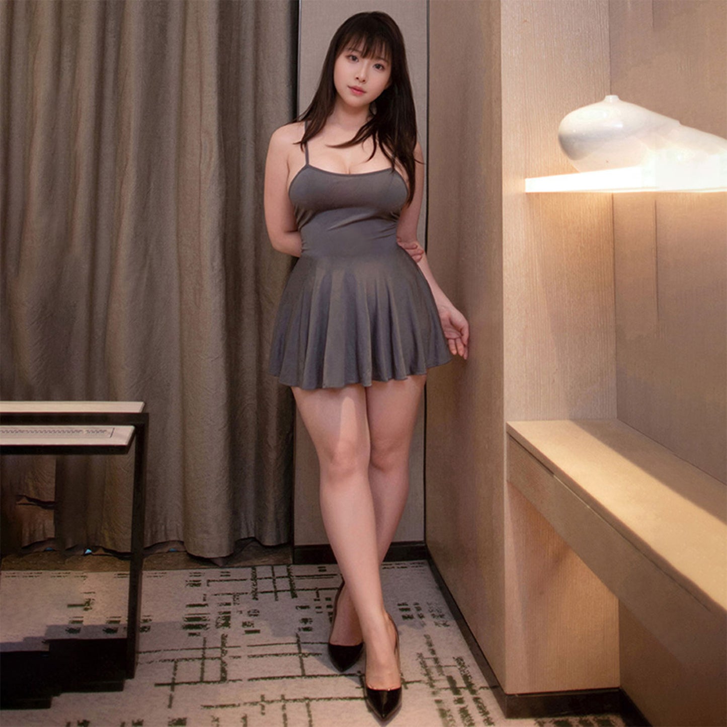 Fee Et Moi - Ice Silk Sensation Skater Dress Grey Plus Size
