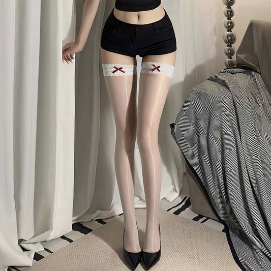 Fee Et Moi - Aurora Silky Stockings with Bow Detail White