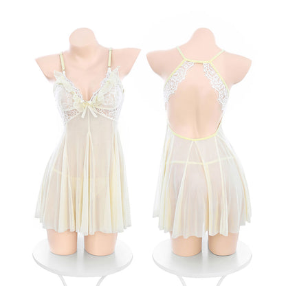 Fee Et Moi – Sheer Lace Ruffle Babydoll Nightdress