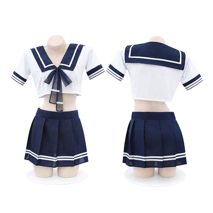 Fee Et Moi - Sexy Student 2-piece Cropped Top Uniform One Size