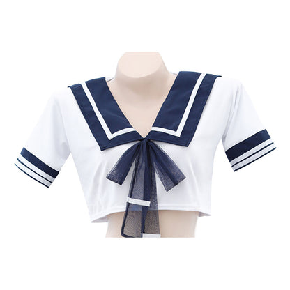 Fee Et Moi - Sexy Student 2-piece Cropped Top Uniform One Size