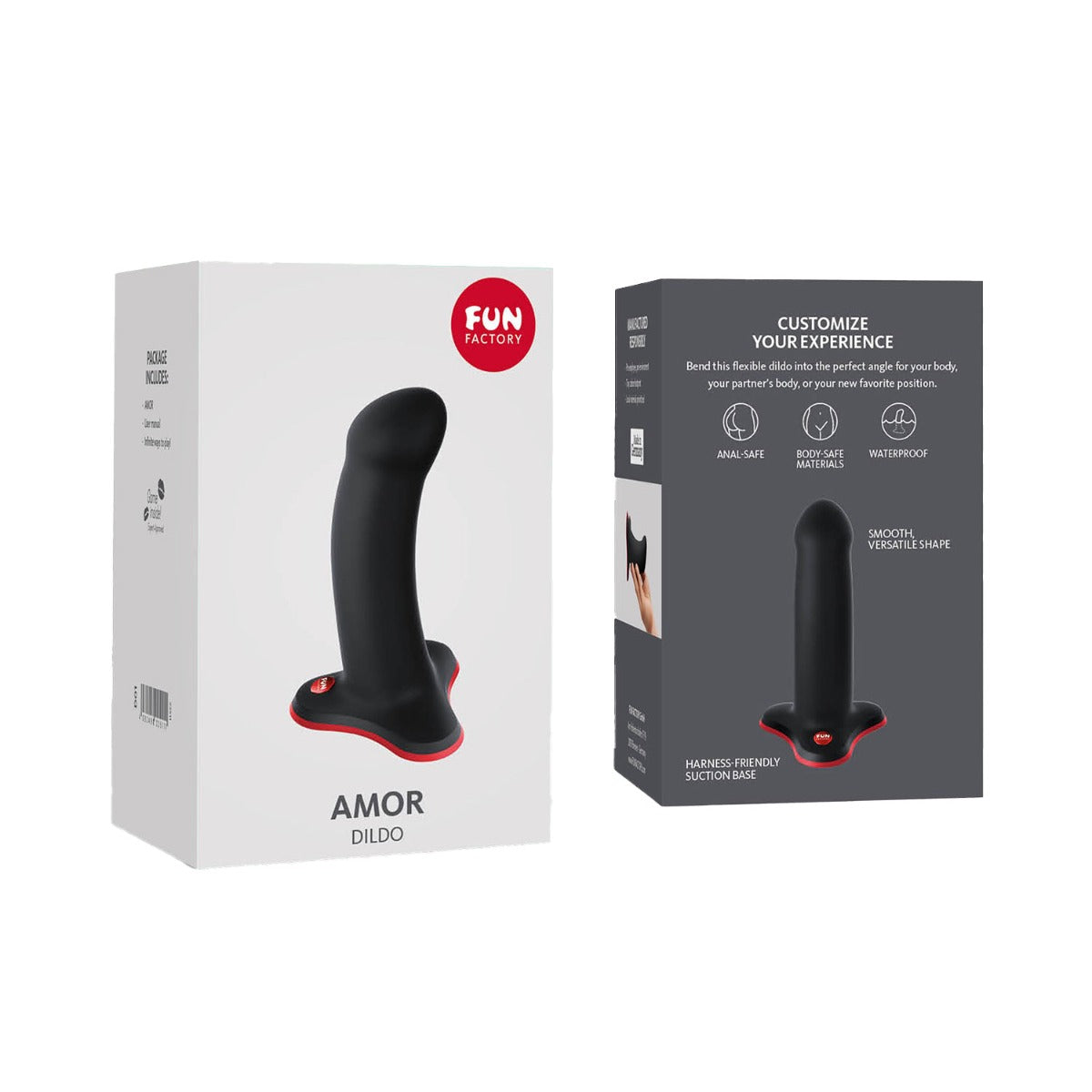 Fun Factory - Amor Harness-Compatible Silicone Dildo with Suction Cup Black/Red