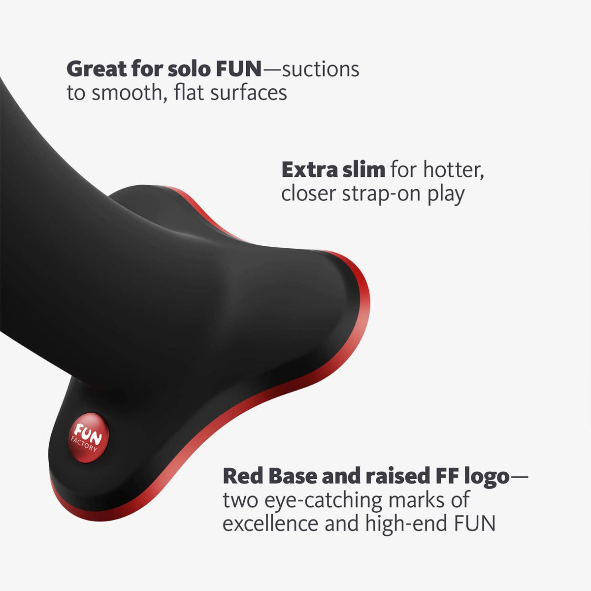 Fun Factory - Amor Harness-Compatible Silicone Dildo with Suction Cup Black/Red