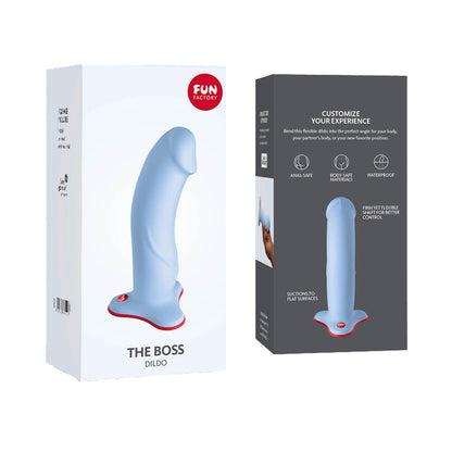 Fun Factory - The Boss  Harness-Compatible Silicone Dildo with Suction Cup Dove Blue