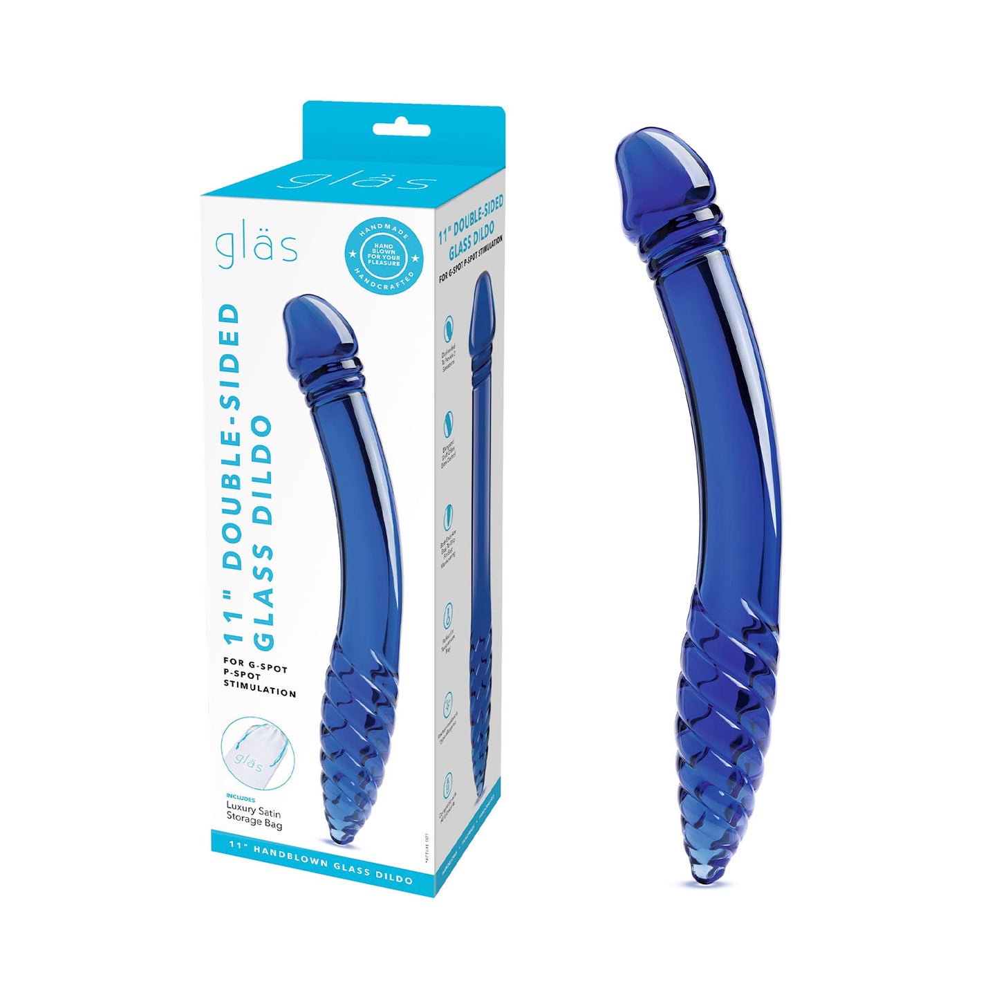 Glas - 11-inch Double-sided Handblown Glass Dildo for G-Spot and P-Spot Stimulation