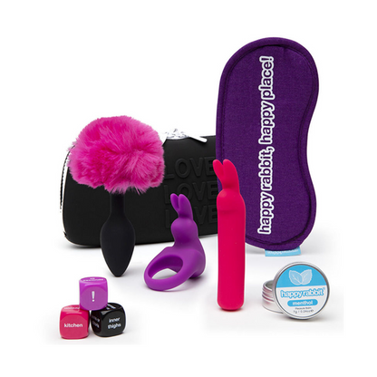 Happy Rabbit - Couples Pleasure Kit (With Bullet Vibrator, Arousal Balm, Butt Plug, Vibrating Cock Ring, Blindfold, Dice, and Storage Case)