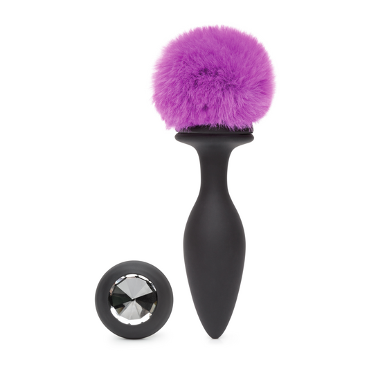 Happy Rabbit - Large Rechargeable Vibrating Bunny Tail Butt Plug 5 Inch