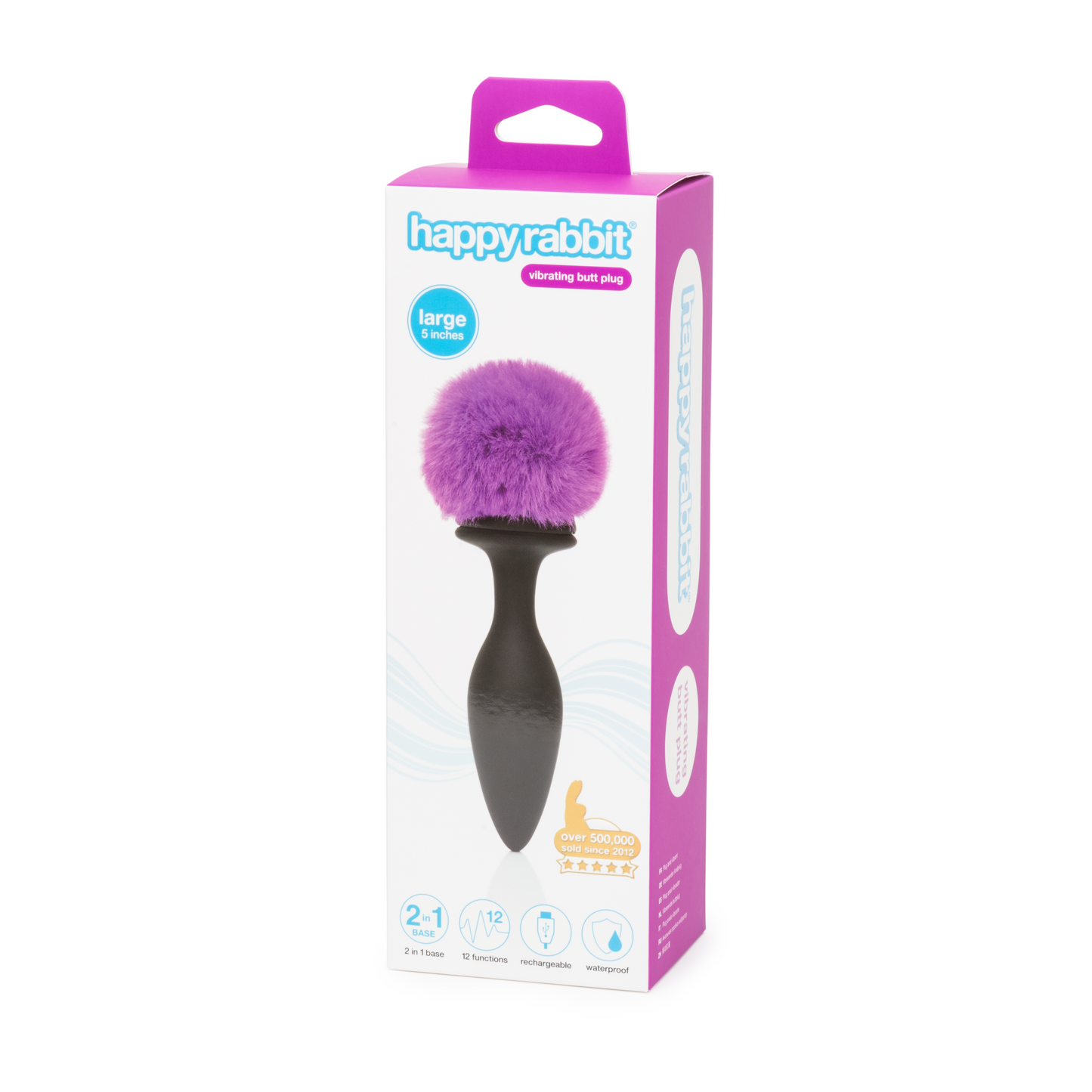 Happy Rabbit - Large Rechargeable Vibrating Bunny Tail Butt Plug 5 Inch