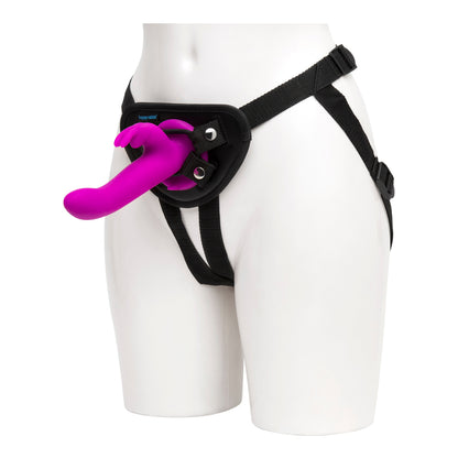 Happy Rabbit - Rechargeable Vibrating Strap On Harness Set (Purple)