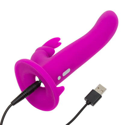 Happy Rabbit - Rechargeable Vibrating Strap On Harness Set (Purple)