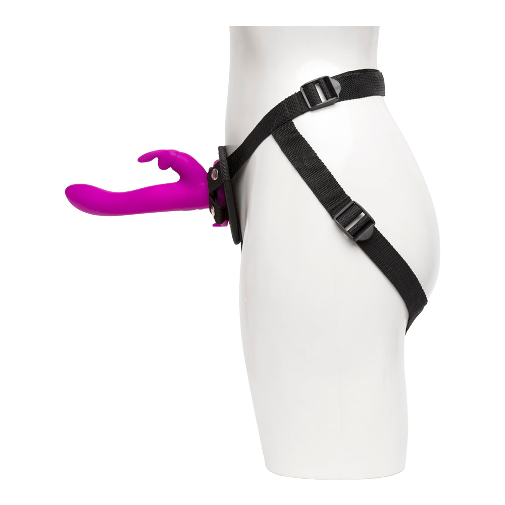 Happy Rabbit - Rechargeable Vibrating Strap On Harness Set (Purple)