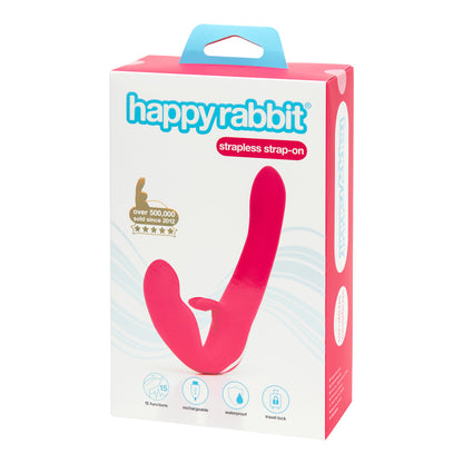 Happy Rabbit - Rechargeable Vibrating Strapless Strap On (Pink)