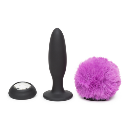 Happy Rabbit -Small Rechargeable Vibrating Bunny Tail Butt Plug 4 Inch