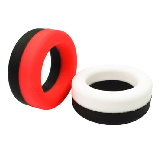 The Horny Company - John O Tyre Dual Colored Liquid Silicone Cock Ring Red/Black