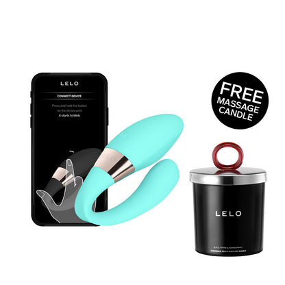 Lelo - Tiani Harmony Dual Action App Controlled Couple Vibrator (Aqua) (Free Massage Candle)