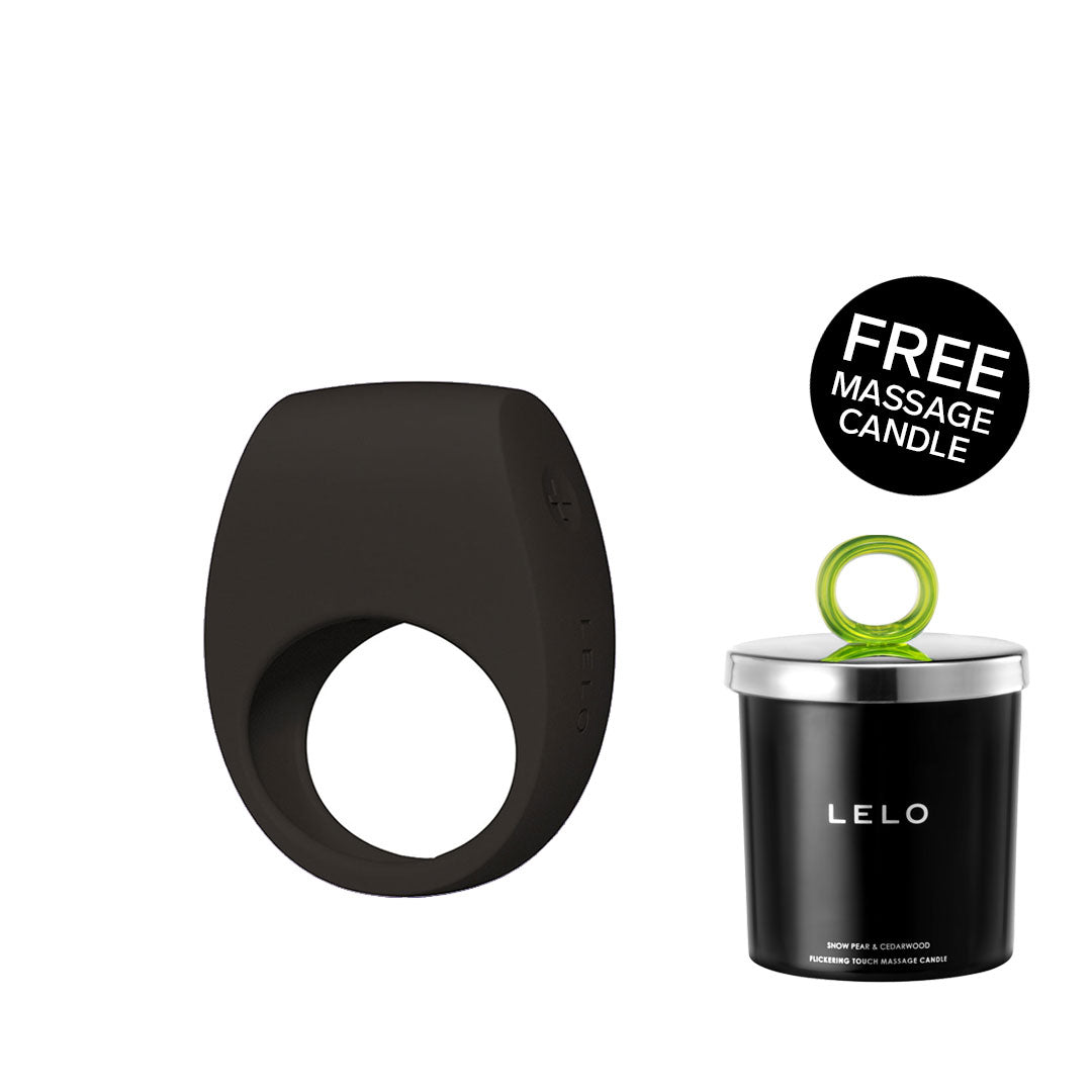 Lelo - Tor 3 App-Controlled Vibrating Couple's Ring Black (Free Massage Candle)