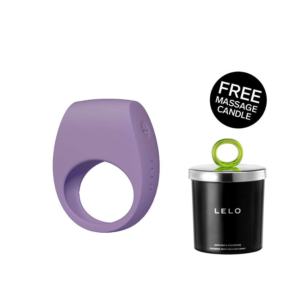 Lelo - Tor 3 App-Controlled Vibrating Couple's Ring Violet Dusk (Free Massage Candle)