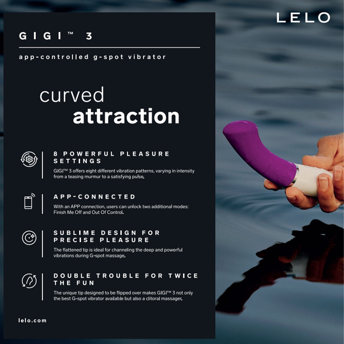 Lelo - Gigi 3 App-Controlled G-Spot Vibrator Deep Rose