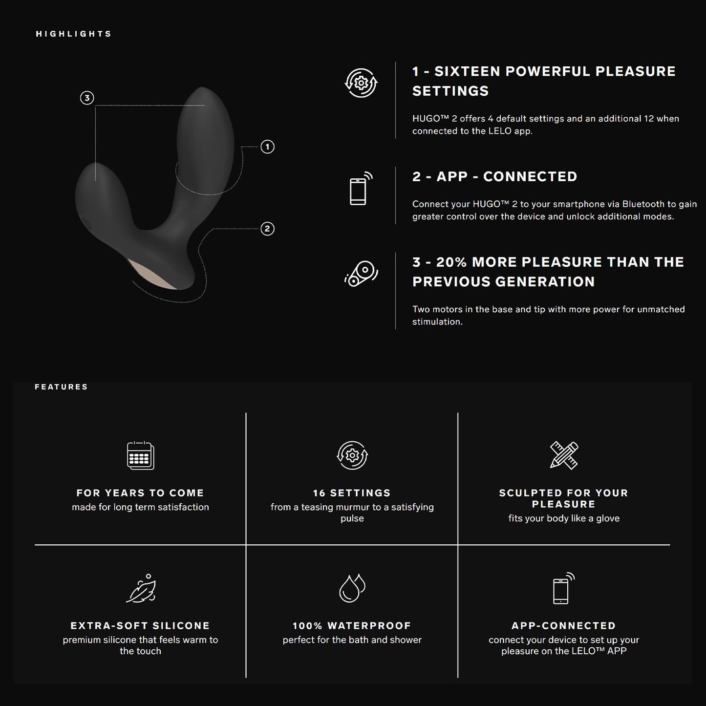 Lelo - Hugo 2 App-Controlled Prostate Massager Black