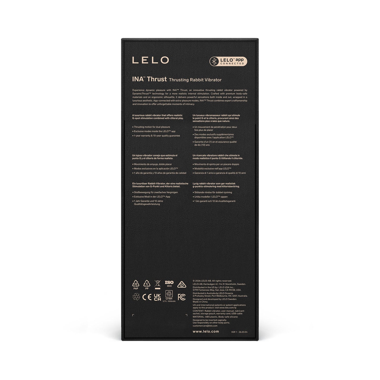 LELO - Ina Thrust App-Controlled Rabbit Vibrator (Pre-order)