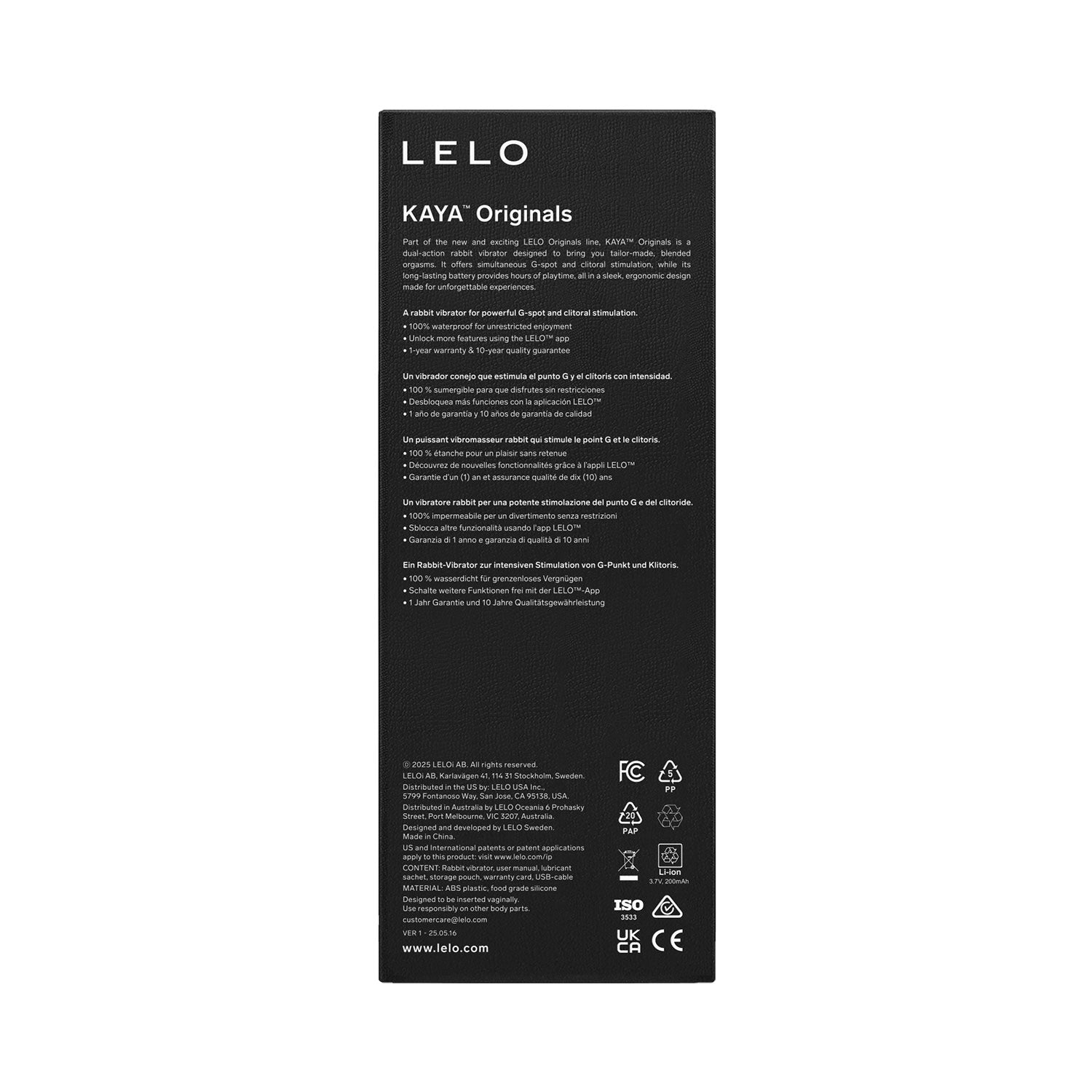 LELO KAYA Originals - App-Controlled Rabbit Vibrator