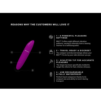 Lelo - Mia 3 Silicone Clitoral Vibrator Deep Rose