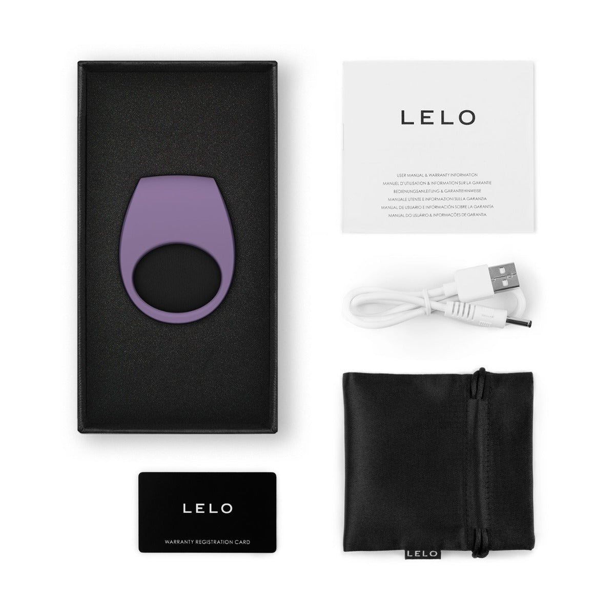 Lelo - Tor 3 App-Controlled Vibrating Couple's Ring Violet Dusk (Free Massage Candle)