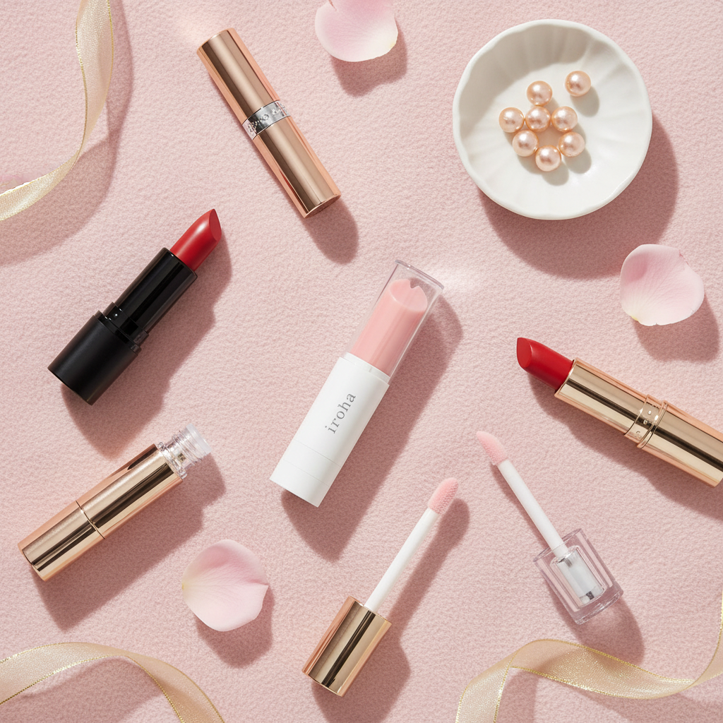 Lipstick comparison flatlay