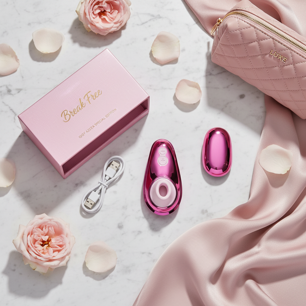 Luxury flat lay with Iggy Azalea packaging - square