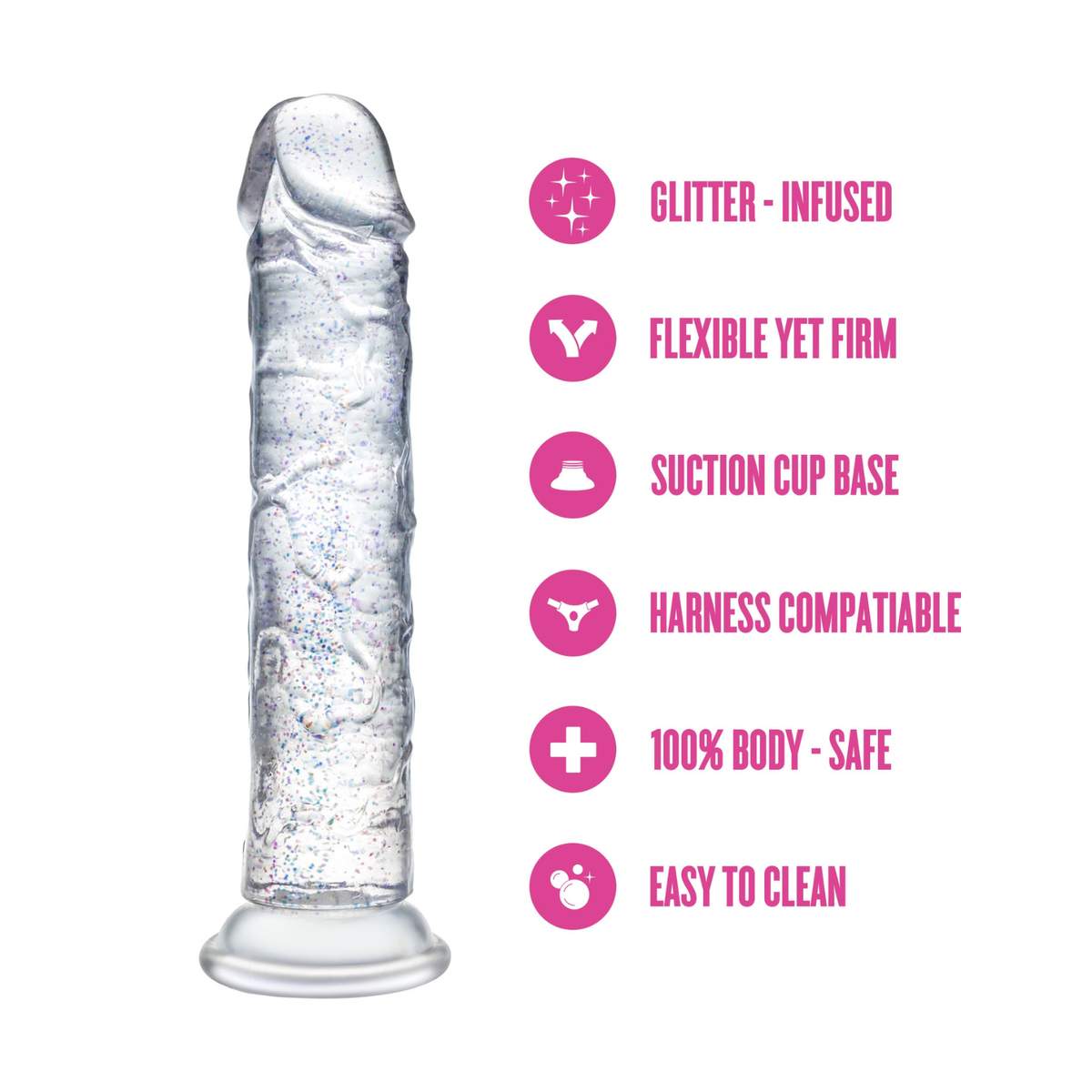 Naturally Yours - Glamor 7-in Glitter Suction Dildo