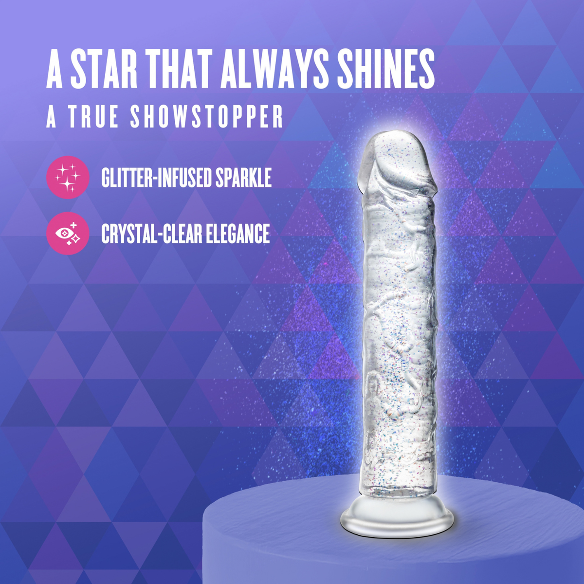 Naturally Yours - Glamor 7-in Glitter Suction Dildo