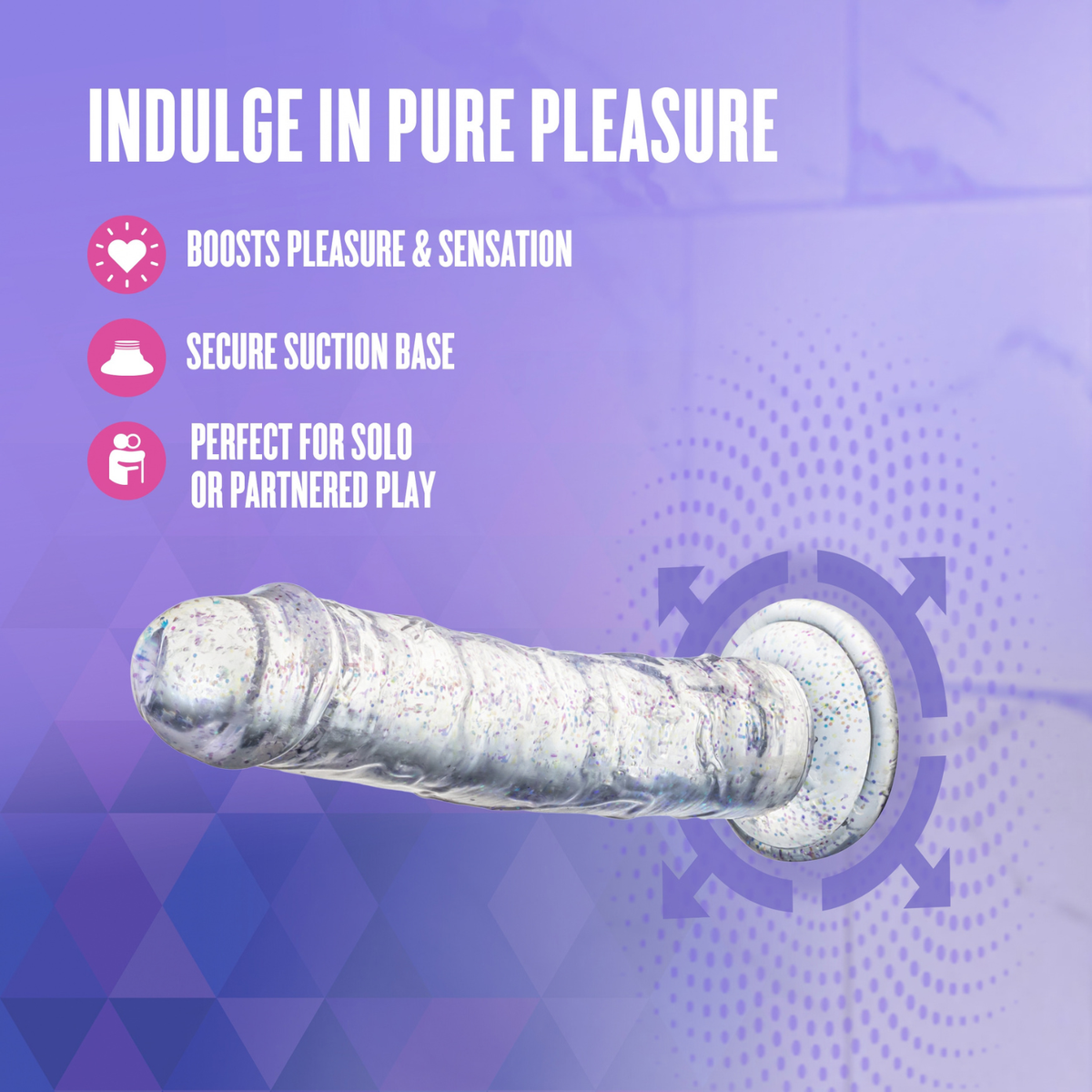 Naturally Yours - Glamor 7-in Glitter Suction Dildo