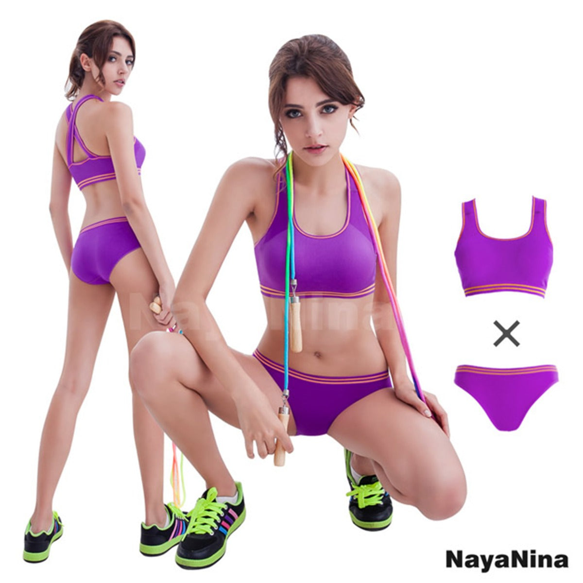 Naya Nina - Seamless Underwear 2pc Purple With Orange Trim