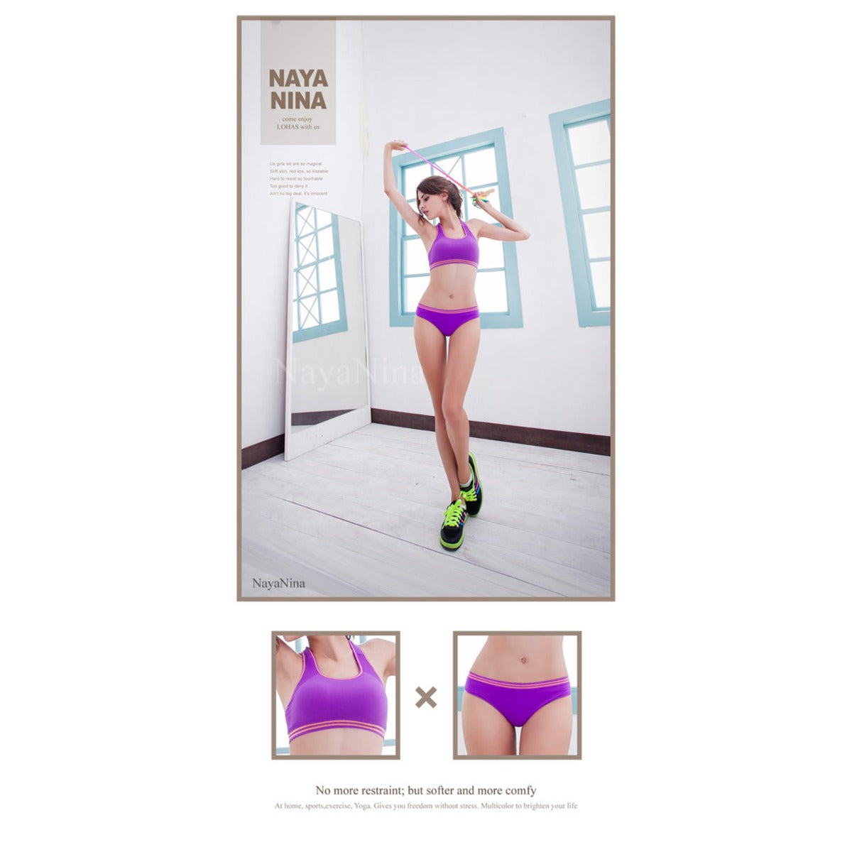 Naya Nina - Seamless Underwear 2pc Purple With Orange Trim