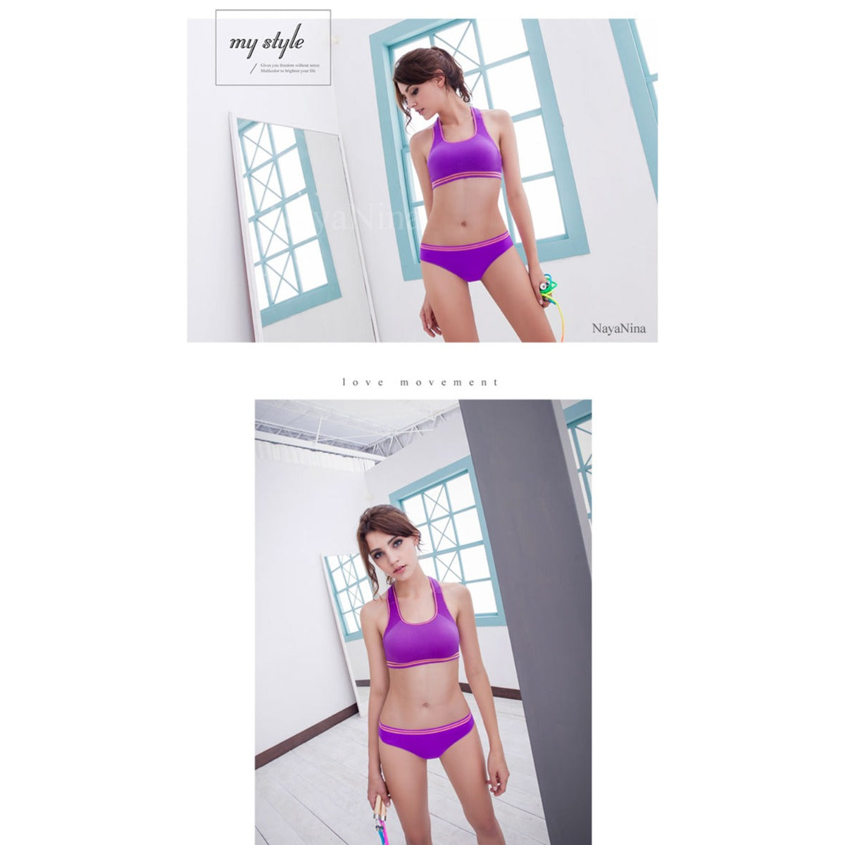 Naya Nina - Seamless Underwear 2pc Purple With Orange Trim