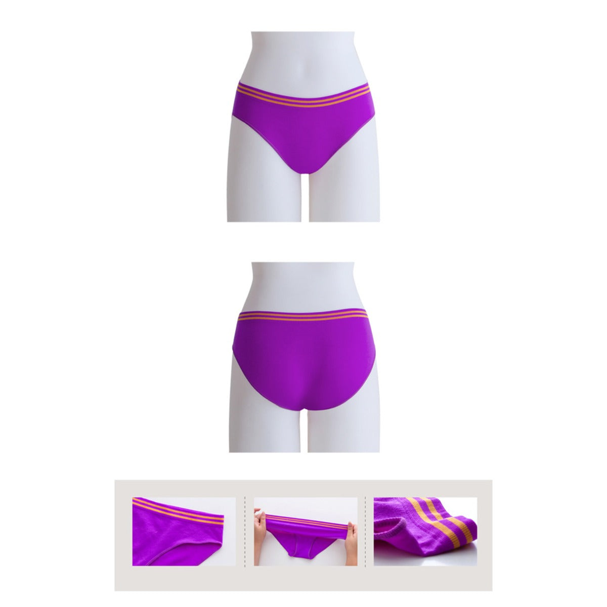 Naya Nina - Seamless Underwear 2pc Purple With Orange Trim