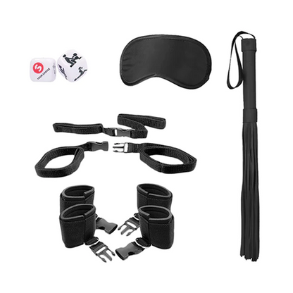 Shots Ouch - Black & White Bed Post Bindings Restraint Kit (Black)