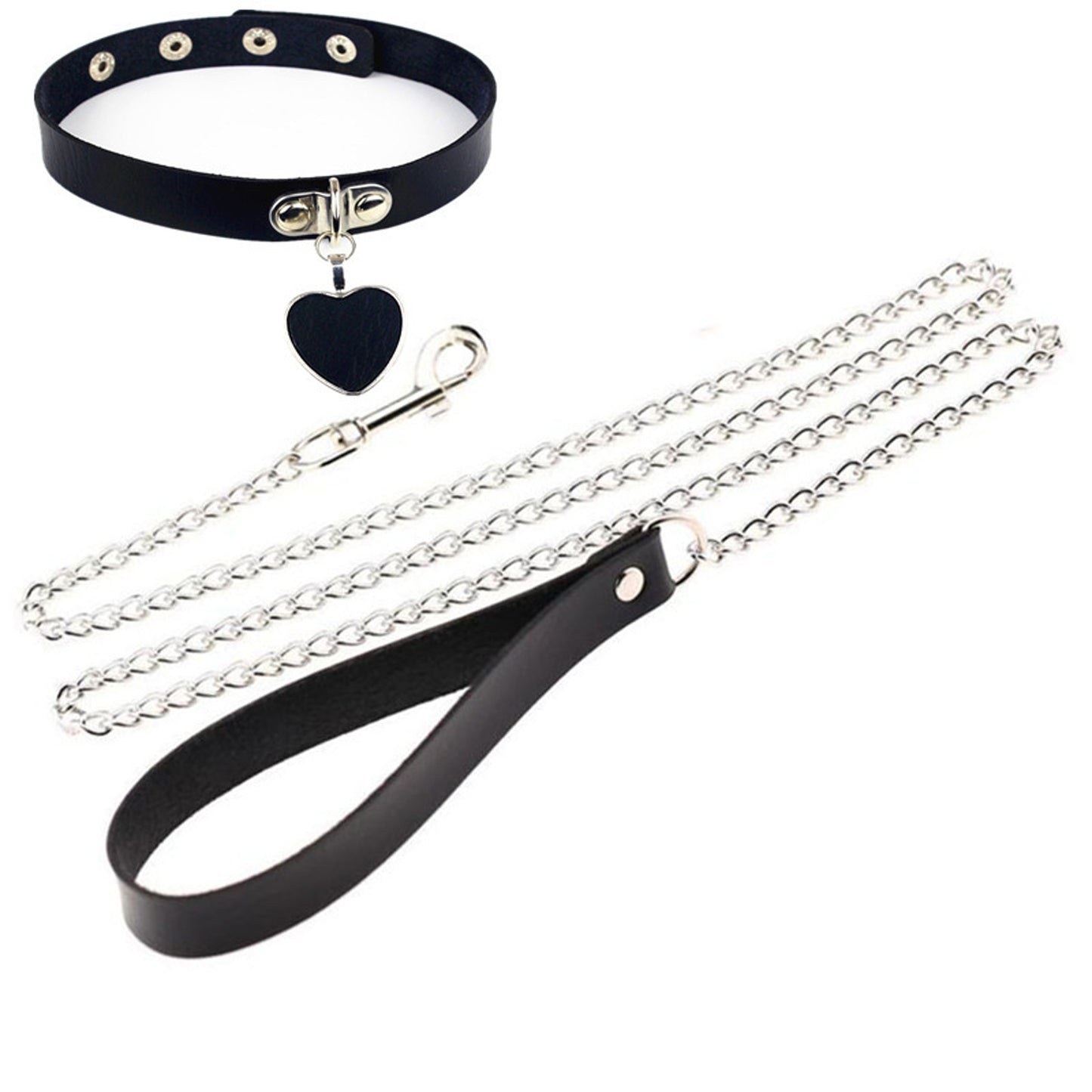 Ping Xian - Love Collar Leather Chain Leash Black