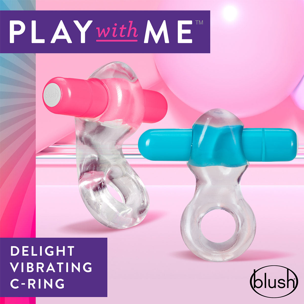 Play with Me - Delight Vibrating Cock Ring Blue