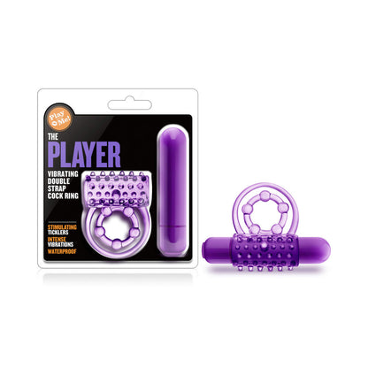 Play With Me - The Player Double Strap Vibrating Penis Ring Purple