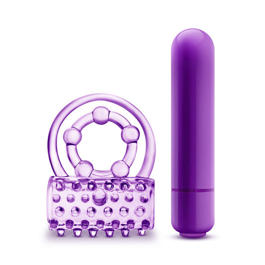 Play With Me - The Player Double Strap Vibrating Penis Ring Purple
