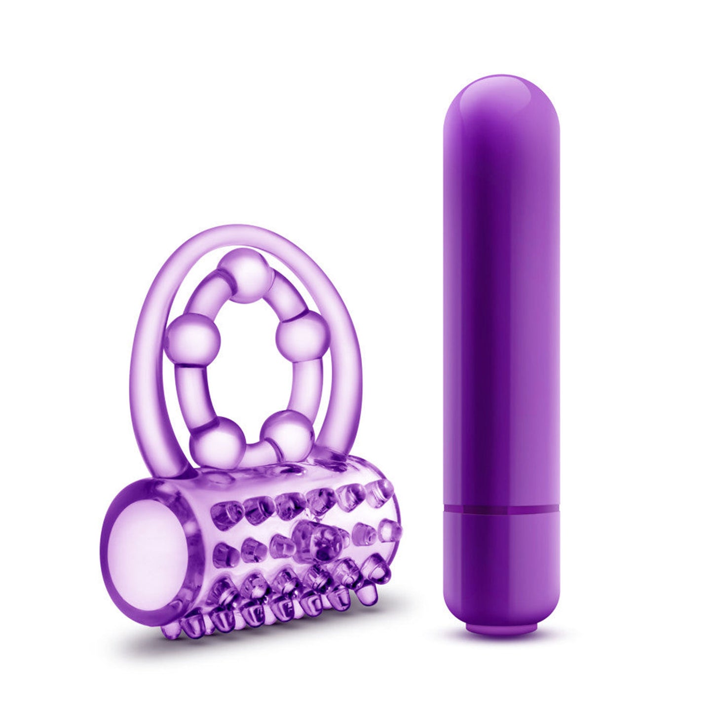 Play With Me - The Player Double Strap Vibrating Penis Ring Purple