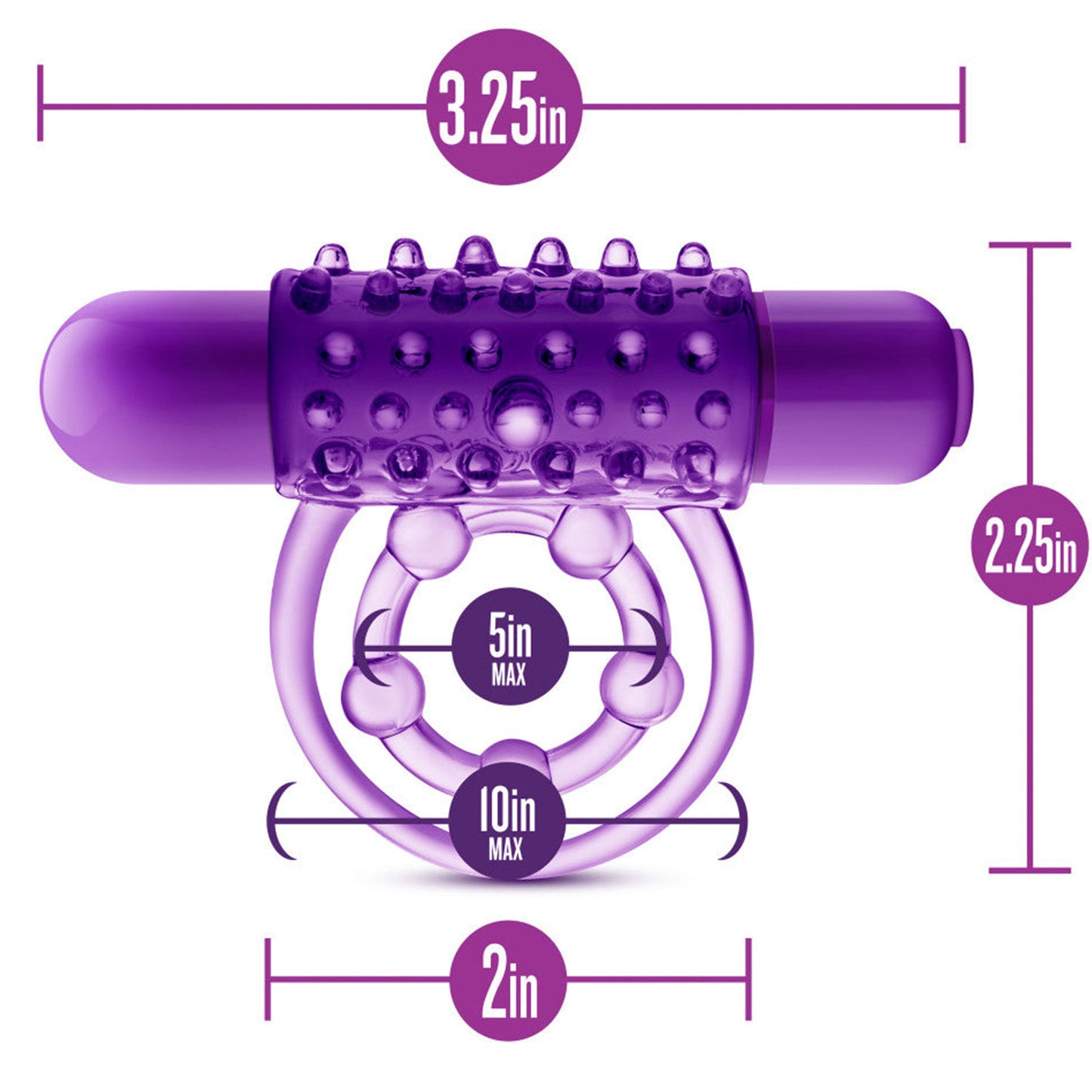 Play With Me - The Player Double Strap Vibrating Penis Ring Purple