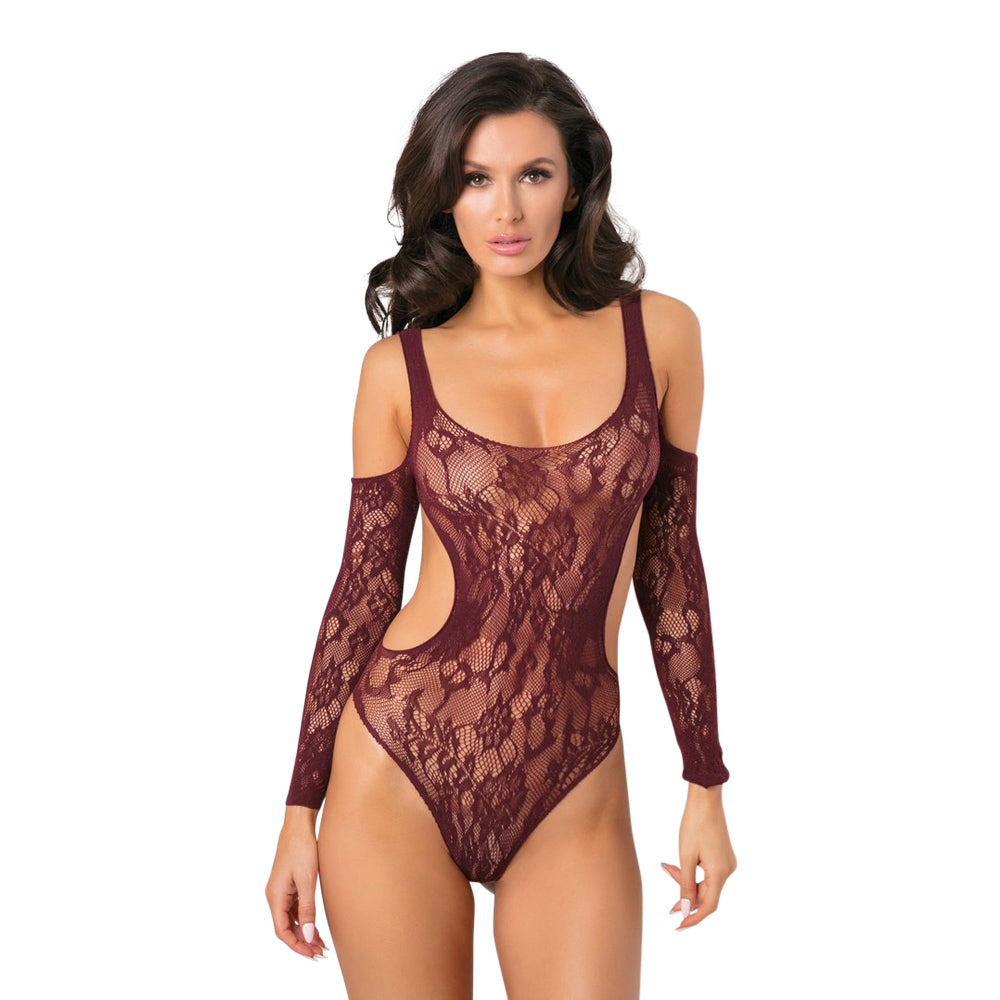 Rene Rofe - Set The Mood Bodysuit Burgundy (One Size)